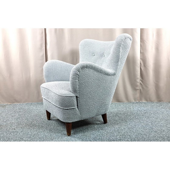 Image 1 of Fauteuil vintage en tissu Boucle, Scandinavie 1950