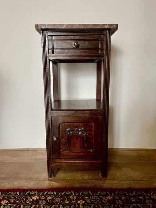 Table de chevet/petite armoire avec dessus en marbre