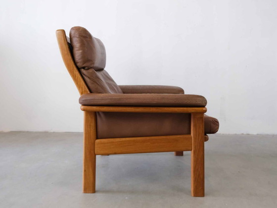 Image 1 of Chaise danoise vintage en cuir avec ottomane