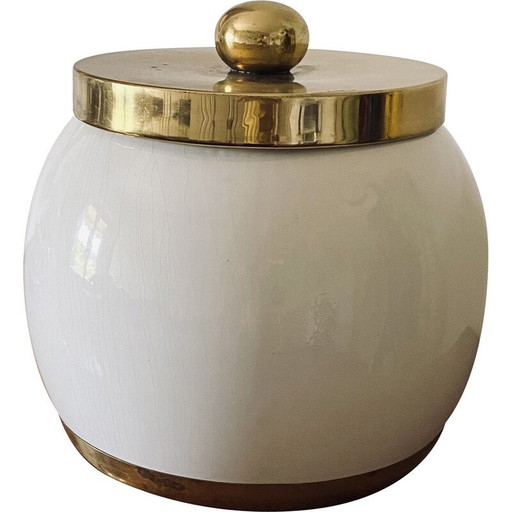 Seau vintage en céramique blanche, Italie 1970