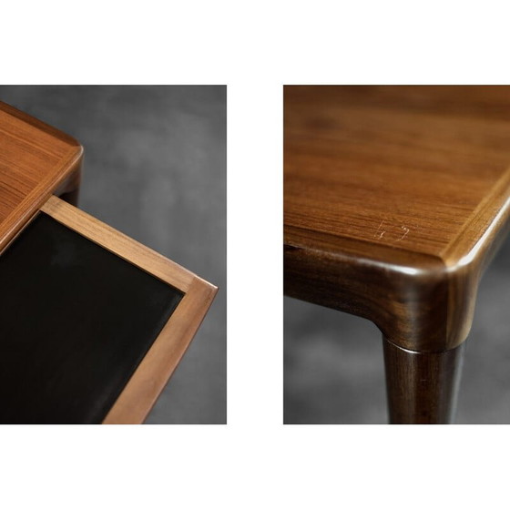 Image 1 of Table basse vintage scandinave danoise en palissandre avec plateau noir extractible, années 1960