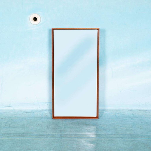 Miroir vintage design danois en teck des années 60, miroir minimaliste
