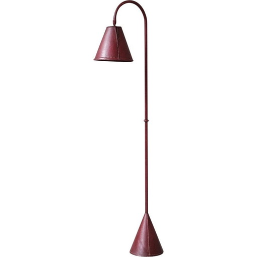 Lampadaire en cuir espagnol du milieu du siècle par Valenti, 1970