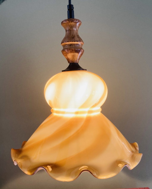 Lampe pendante Herda en verre flammé