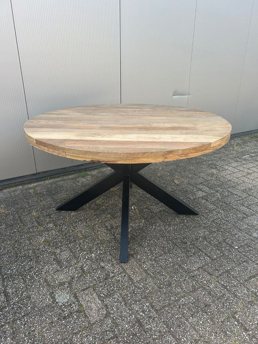 Table de salle à manger Matrix Bois de manguier Naturel Rond 120Cm