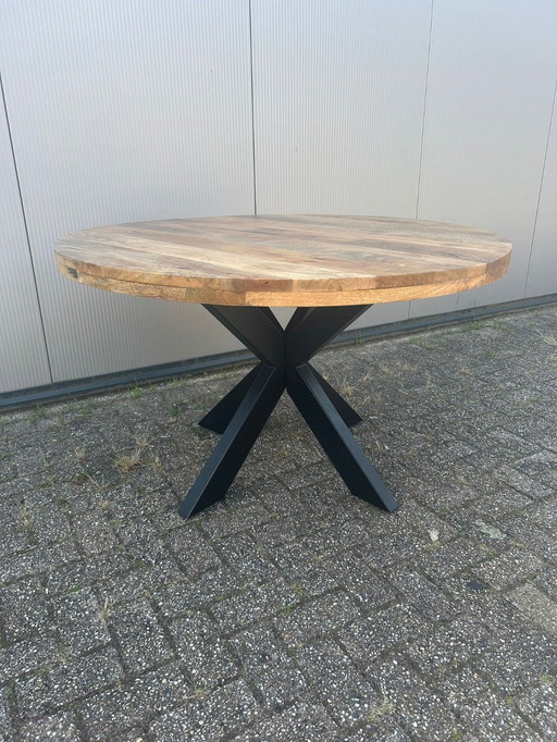 Table de salle à manger Matrix Bois de manguier Naturel Rond 120Cm