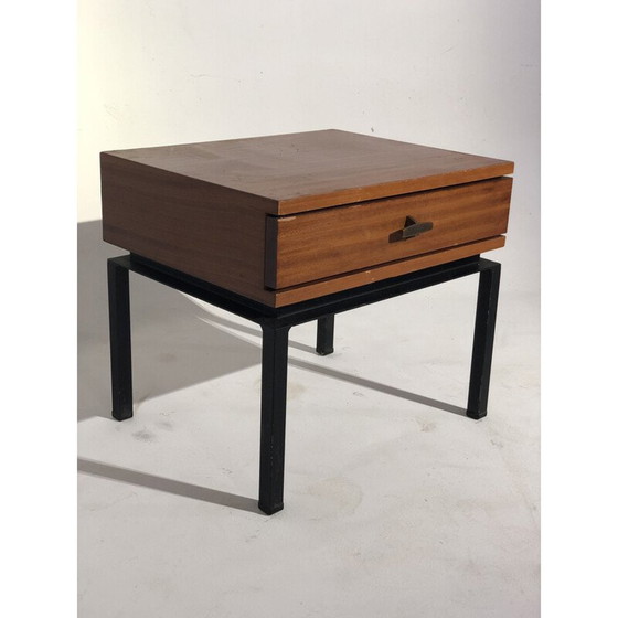 Image 1 of Table de chevet vintage en bois et métal