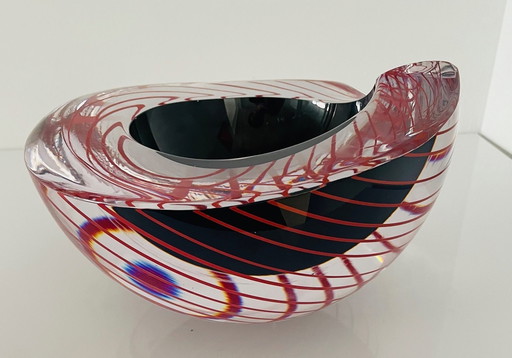 " Ligne rouge" Objet unique en verre George Broft