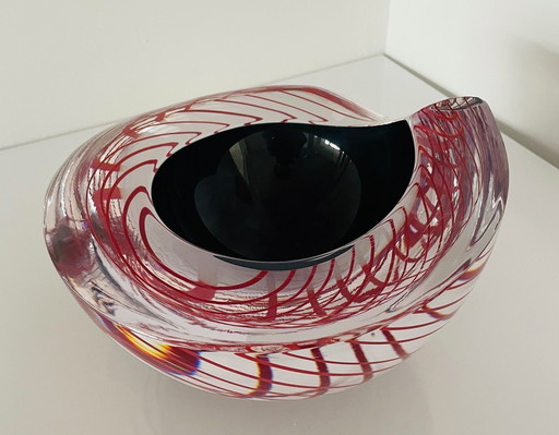 " Ligne rouge" Objet unique en verre George Broft