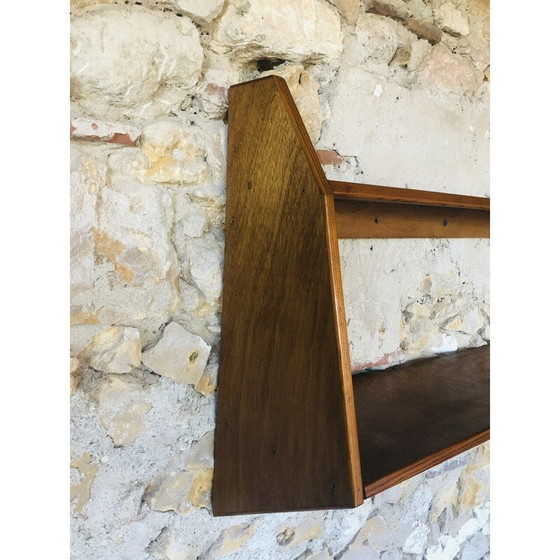 Image 1 of Etagère murale vintage en bois à 2 niveaux, 1970