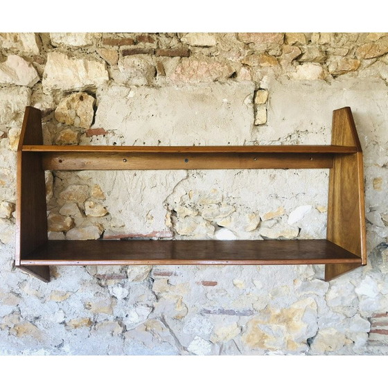 Image 1 of Etagère murale vintage en bois à 2 niveaux, 1970