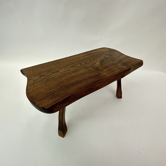 Image 1 of Table d'appoint en bois massif vintage brutaliste, 1970