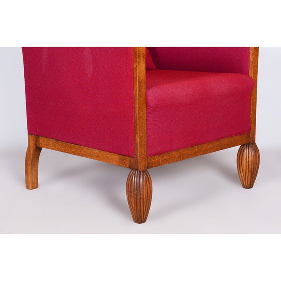 Image 1 of Fauteuil Vintage Art Deco en hêtre rouge, France 1930