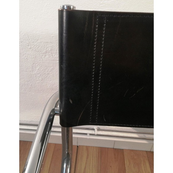 Image 1 of Chaise vintage B34 en cuir noir et structure en aluminium de Marcel Breuer