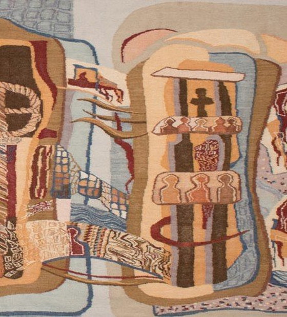 Image 1 of Grande tapisserie murale nouée à la main, 1980S