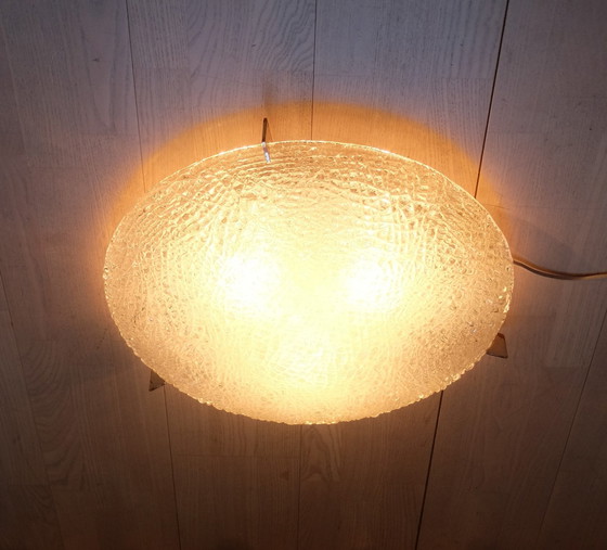 Image 1 of Kaiser Leuchten 44155 Plafoniere ice glass ceiling light Plafonnier Ø 49 Cm 60Er Uk2Aeb