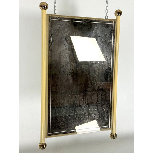 Miroir vintage en laiton laqué, Italie 1970