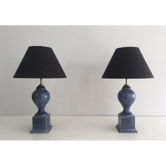 Image 1 of Paire de lampes balustres vintage 1970