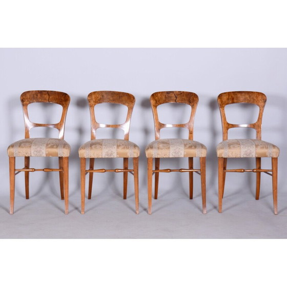 Image 1 of Ensemble de 4 chaises vintage Biedermeier en noyer, Tchécoslovaquie, années 1830