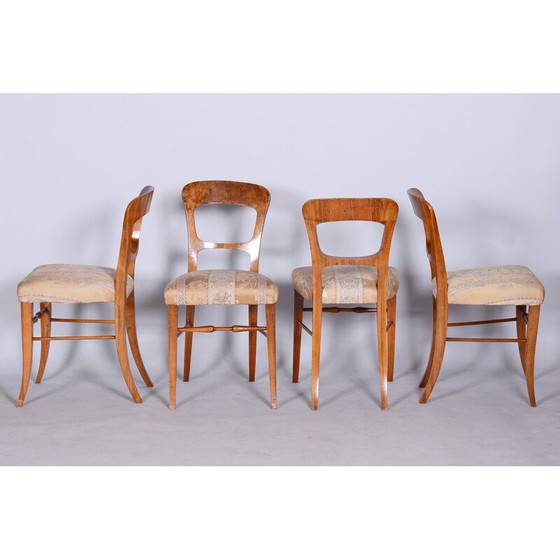 Image 1 of Ensemble de 4 chaises vintage Biedermeier en noyer, Tchécoslovaquie, années 1830