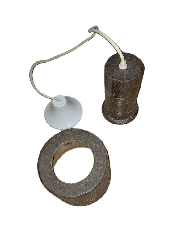 Image 1 of Lampe suspendue, céramique, comprenant 2 parties, calice et tige, vintage