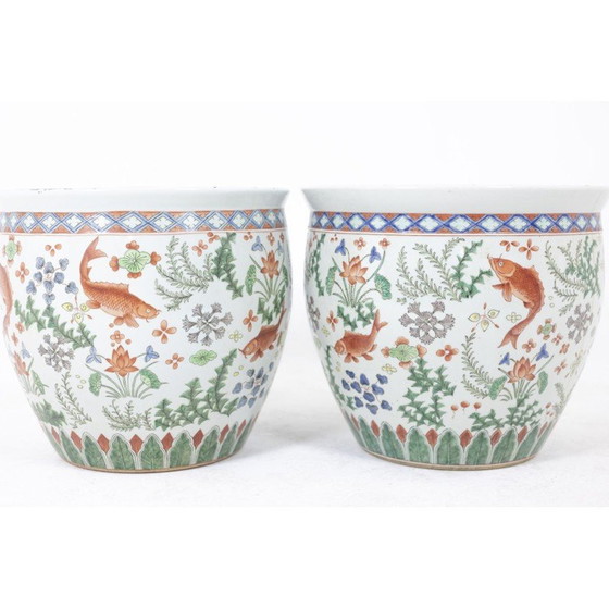 Image 1 of Paire de jardinières en porcelaine de Canton, 1950