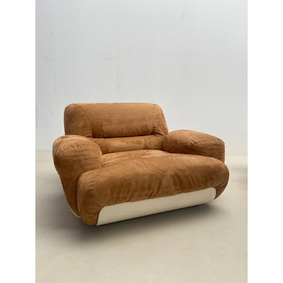 Image 1 of Paire de fauteuils en cuir nubuck du milieu du siècle, Italie, années 1970