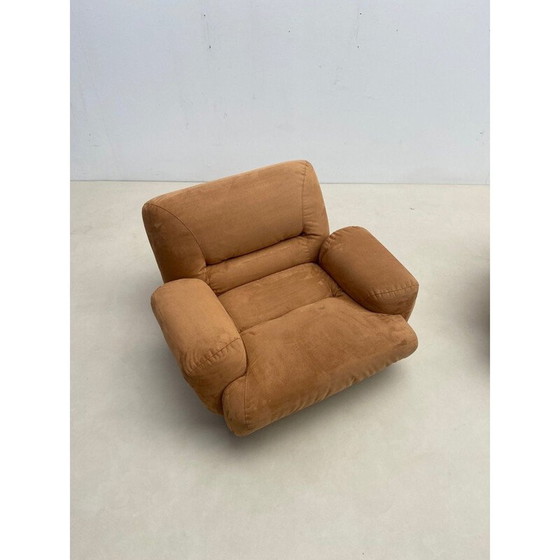 Image 1 of Paire de fauteuils en cuir nubuck du milieu du siècle, Italie, années 1970