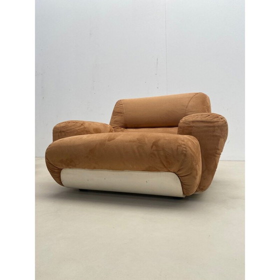 Image 1 of Paire de fauteuils en cuir nubuck du milieu du siècle, Italie, années 1970