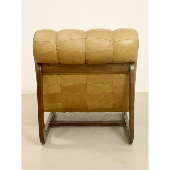 Image 1 of Fauteuils vintage en bois massif et cuir camel, Finlande 1960