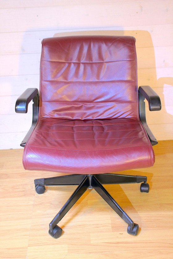 Image 1 of Paire De Fauteuil Cuir Chocolat Par Richard Sapper Pour Knoll