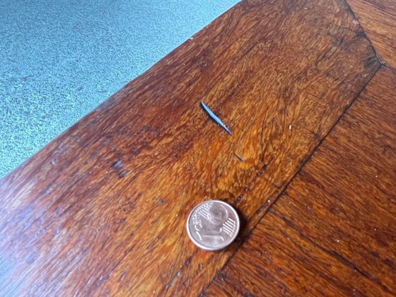 Image 1 of Table basse vintage en chêne de ferme française 1950's