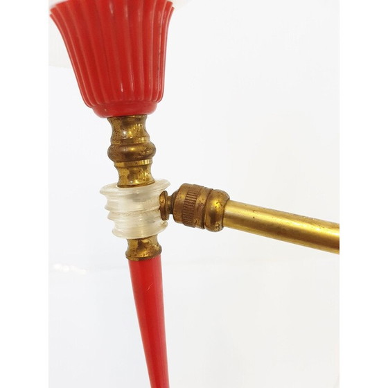 Image 1 of Lampadaire tripode vintage en laiton