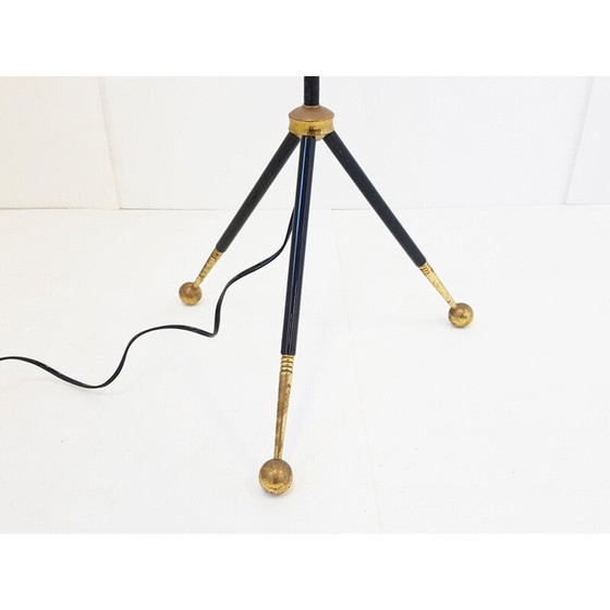 Image 1 of Lampadaire tripode vintage en laiton