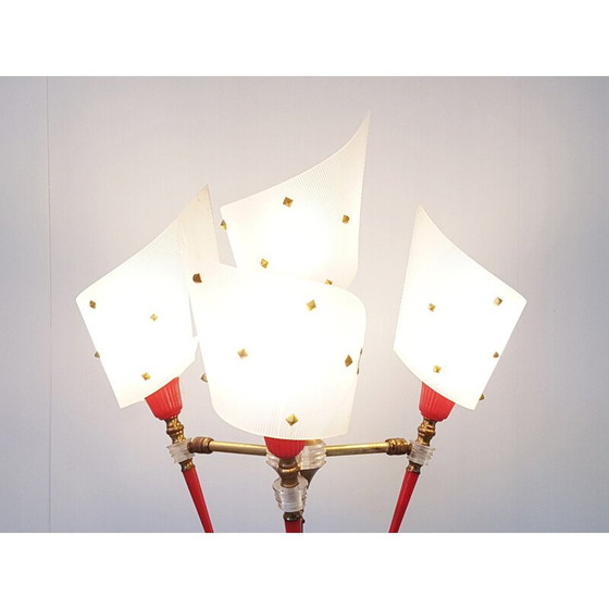 Image 1 of Lampadaire tripode vintage en laiton
