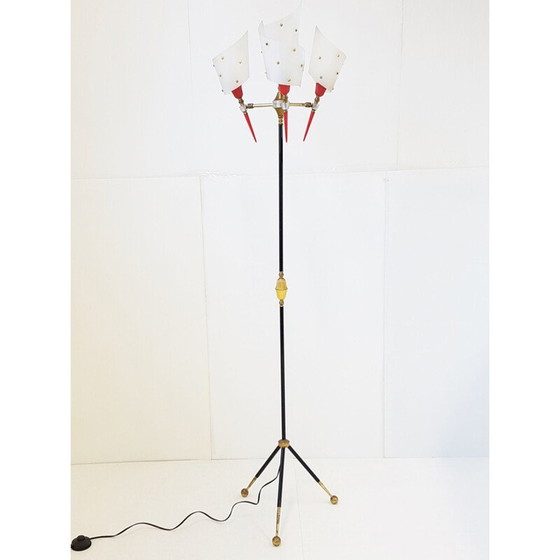 Image 1 of Lampadaire tripode vintage en laiton