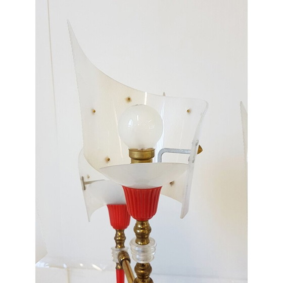 Image 1 of Lampadaire tripode vintage en laiton