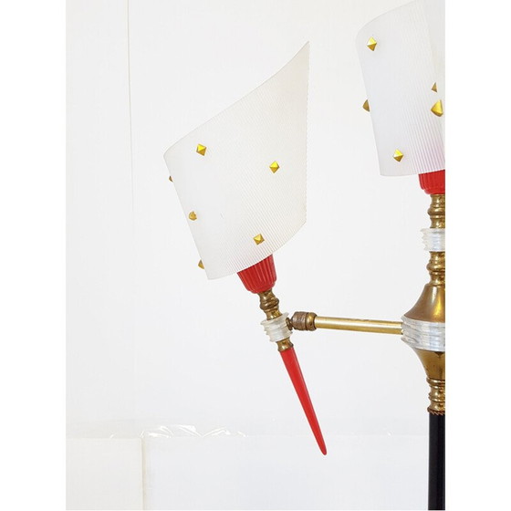 Image 1 of Lampadaire tripode vintage en laiton