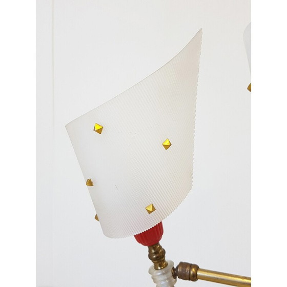 Image 1 of Lampadaire tripode vintage en laiton