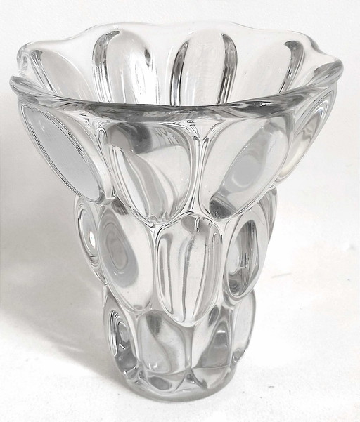 Vase Cristal Pierre D'Avesn Années 30 Hauteur 20,7 Cm