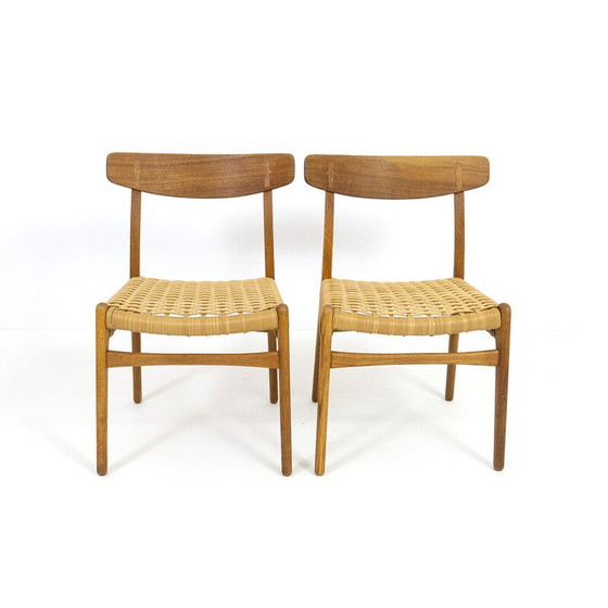 Image 1 of Ensemble de 4 chaises vintage Ch23 en bois de chêne et osier par Hans J. Wegner pour Carl Hansen et Søn