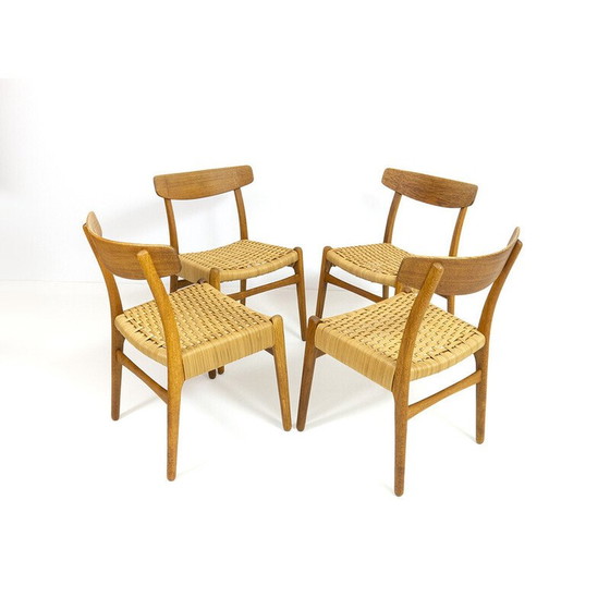 Image 1 of Ensemble de 4 chaises vintage Ch23 en bois de chêne et osier par Hans J. Wegner pour Carl Hansen et Søn