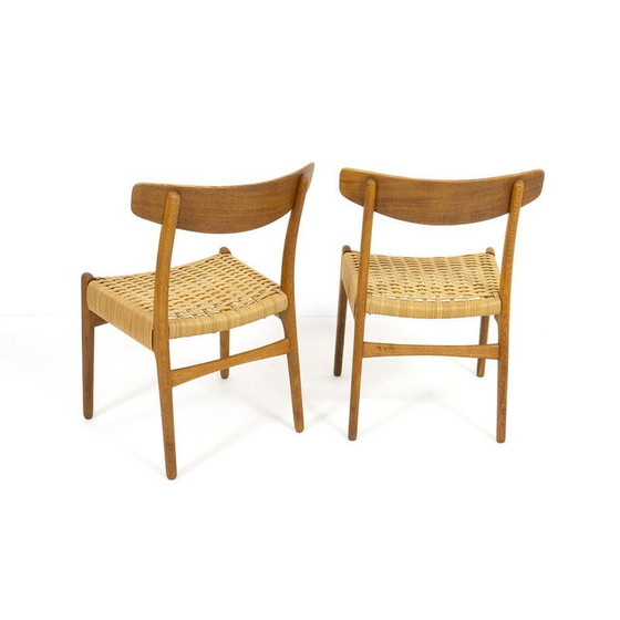 Image 1 of Ensemble de 4 chaises vintage Ch23 en bois de chêne et osier par Hans J. Wegner pour Carl Hansen et Søn