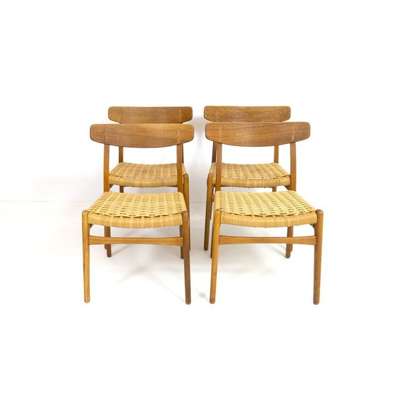 Image 1 of Ensemble de 4 chaises vintage Ch23 en bois de chêne et osier par Hans J. Wegner pour Carl Hansen et Søn