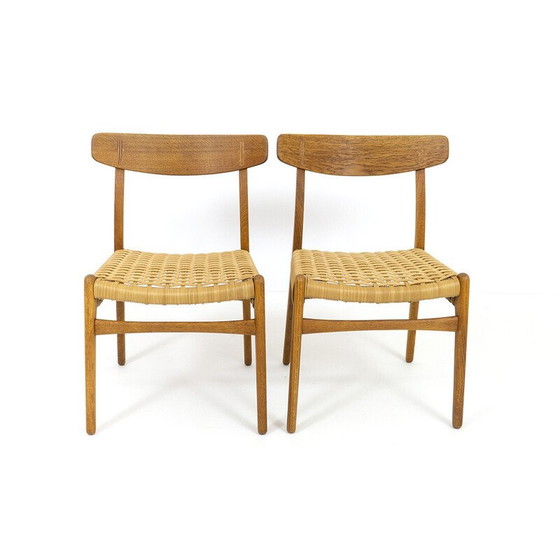 Image 1 of Ensemble de 4 chaises vintage Ch23 en bois de chêne et osier par Hans J. Wegner pour Carl Hansen et Søn