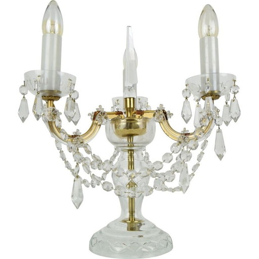 Lampe de table vintage en cristal de kamenicky Senov, Tchécoslovaquie 1960