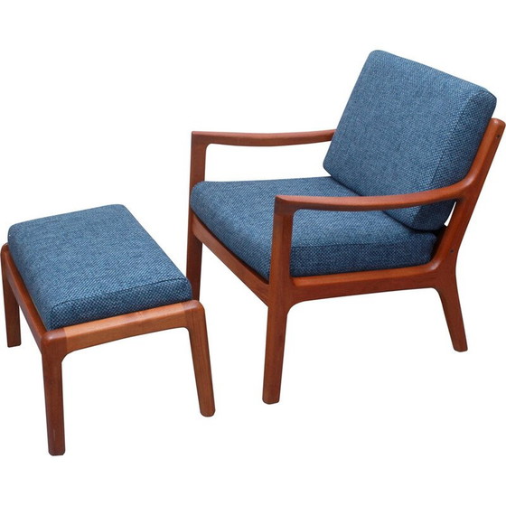 Image 1 of Fauteuil et ottomane vintage en teck par Ole Wanscher pour Cado, 1960s