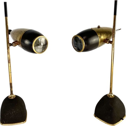 Paire de lampes vintage mod. 577 par Oscar Torlasco, Lumi Milan, Italie 1960