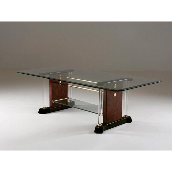 Image 1 of Table basse vintage en laiton et verre, 1970