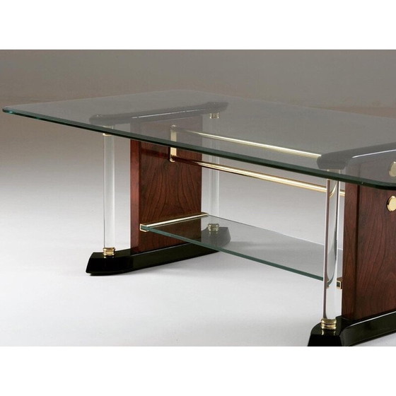 Image 1 of Table basse vintage en laiton et verre, 1970